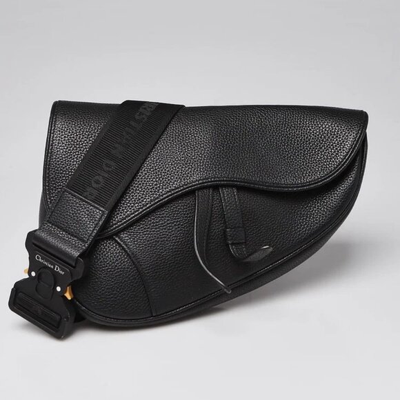 Christian Dior Black Pebbled Leather Saddle bag - Picture 1 of 12